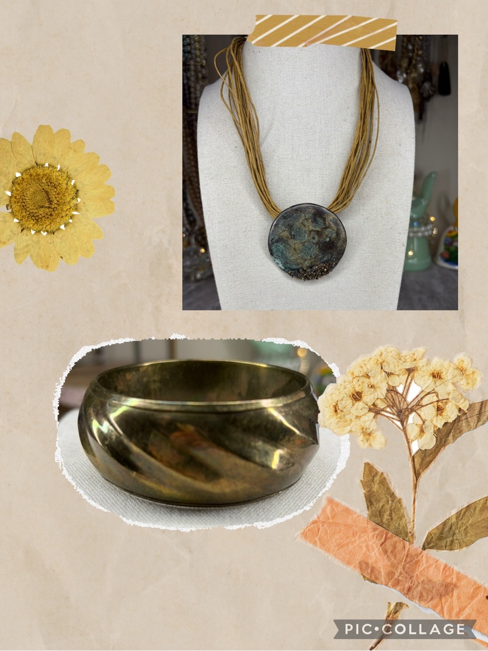 Boho Set Bracelet Necklace Brass Glass Jewelry Metal Lot